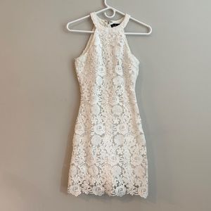 Lulus White Floral Lace Halter neck dress